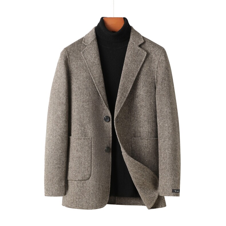 HYD-S65秋冬2026年男士新款双面呢大衣羊毛外套呢子外套，男装毛呢大衣，电商B360