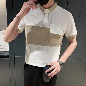 白色2023社会小伙修身绣花短袖polo衫男士短袖T恤PL803-P58控价78图片