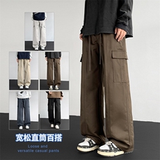2025秋冬新款休闲男裤厚款直筒宽松松紧腰橡筋工装裤子潮3362-P43，男装工装外套，星座1006