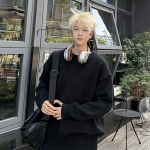 抖音秋冬cleanfit针织衫美式慵懒风圆领外套纯色毛衣6204-P42图片