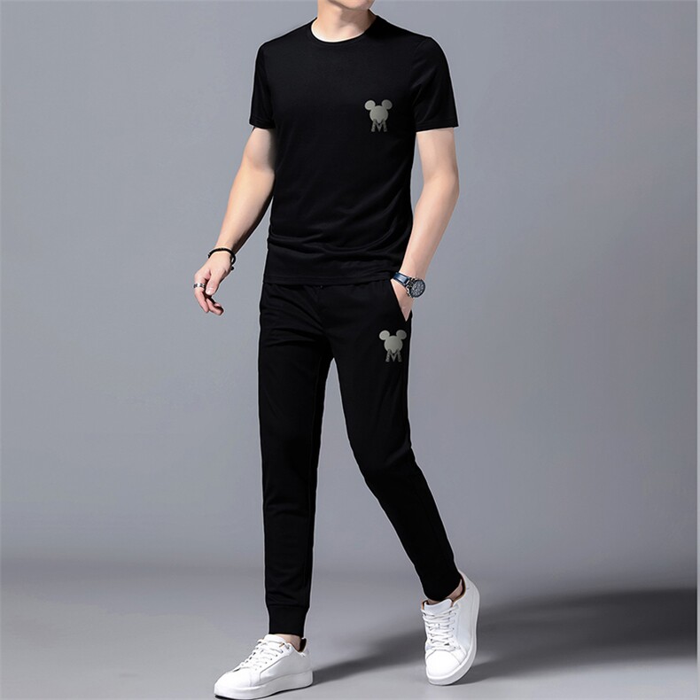 GDN606男士2023年夏季新款T恤短袖长裤商务休闲男运动套装P123,男装休闲套装,电商B360