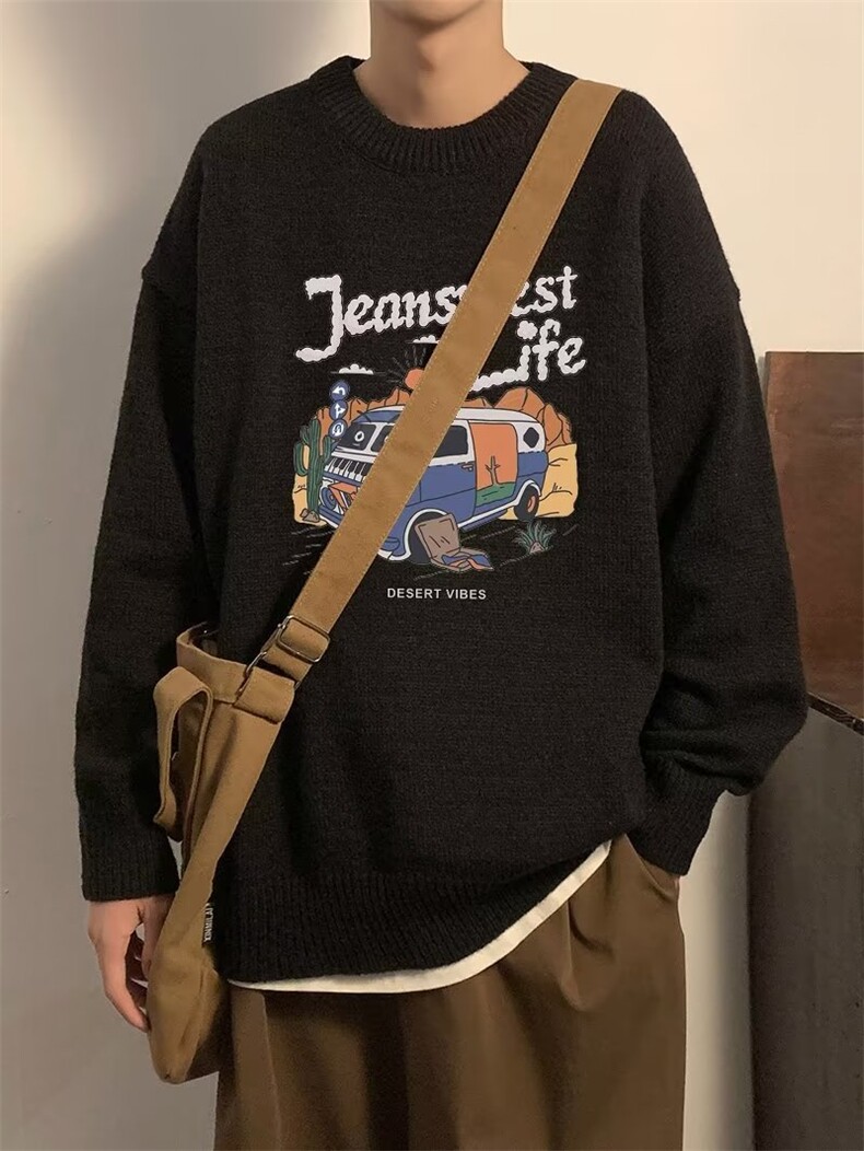 美式圆领毛衣男慵懒风休闲针织衫YM387P42,男装针织衫/毛衣,星座1116-2