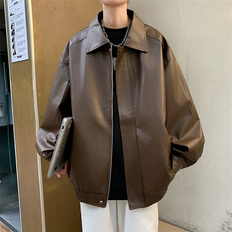 皮衣外套男秋冬宽松美式复古痞帅高级感炸街夹克潮流W7809-P68,男装夹克,星座512-4