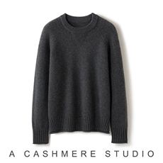 2026年秋季圆领时尚百搭通勤简约休闲三角形卷边，女装羊绒衫，致织羊绒