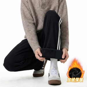 A178-K2838JR 大货  秋冬季加绒加厚三条杠卫裤直筒宽松特P42图片