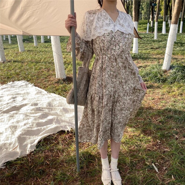 山茶花蕾丝连衣裙，女装连衣裙，Mu Mu