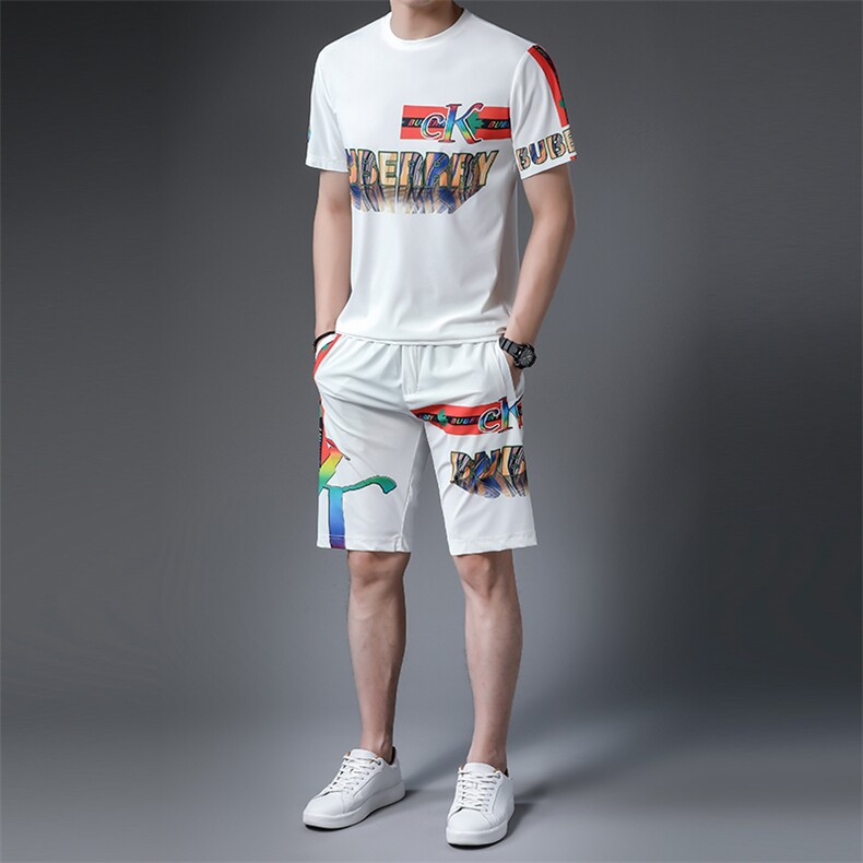 JG22-9男士2023年春夏季新款运动套装短袖短裤T恤卫裤二件套P125图片