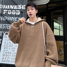 ！2023冬季新款男士撞色毛衣半高领立领潮流外套M901P55，男装针织衫/毛衣，电商B220