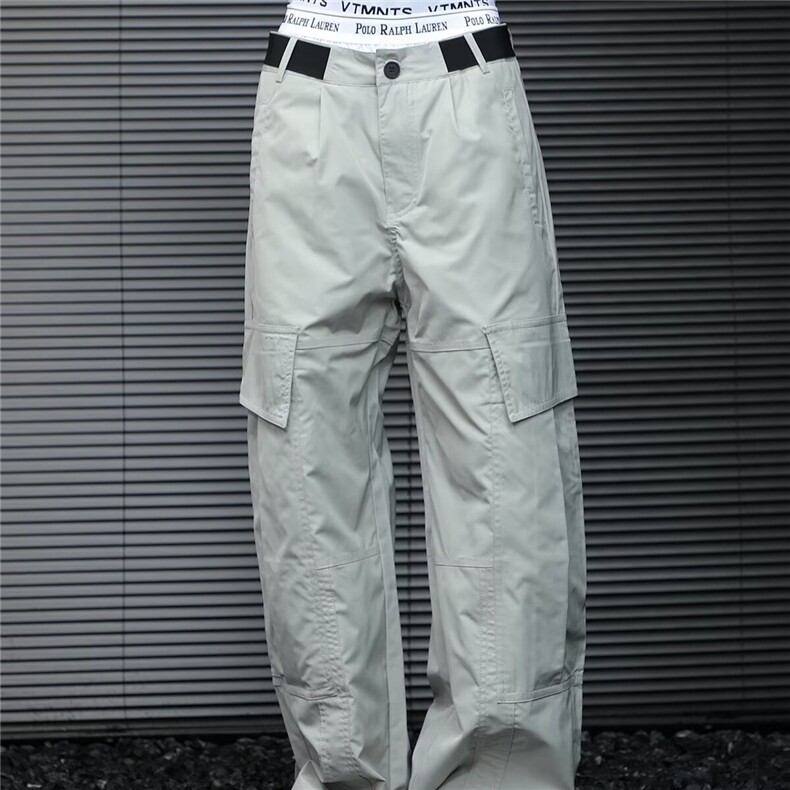重工大口袋工装裤男女潮牌高街复古廓形结构伞兵冲锋裤MKA827 P49图片