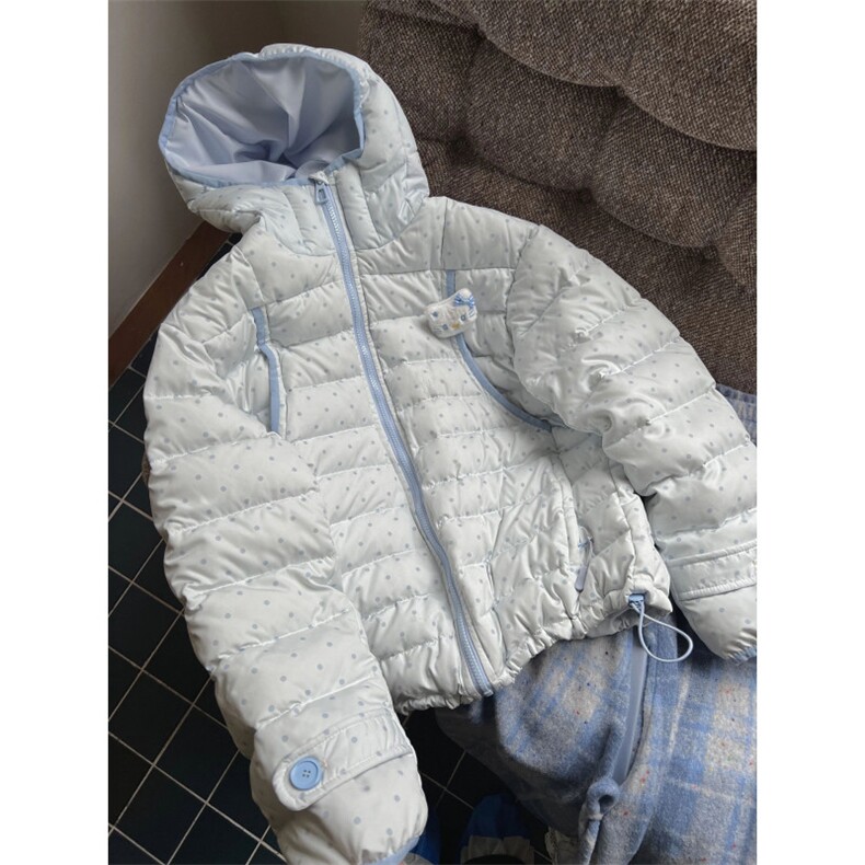 1506A/G79100/P94韩系蓝色甜美波点连帽排骨棉服女冬季新款小众面,男装棉衣,星座1506A