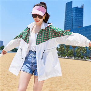 透气防晒衣女款夏季2025新款薄款罩衫宽松印花大码百搭防晒服外套,女装防晒衣,帛香坊