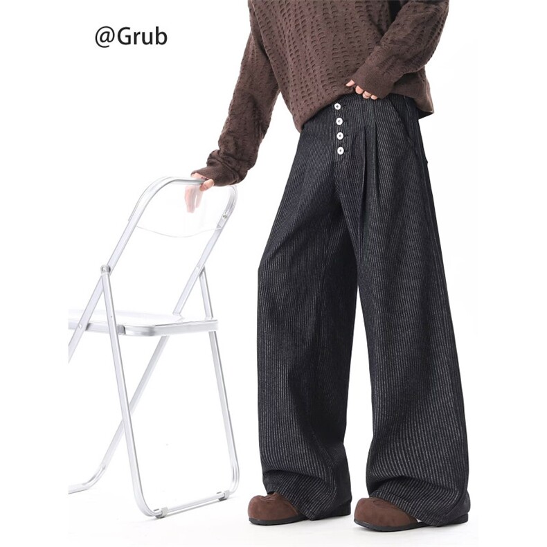 1506/QN90420/P51黑色直筒美式复古宽松休闲垂感长裤，男装休闲裤，星座1506