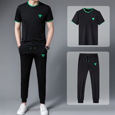 2023夏季套装男士冰丝短袖t恤潮牌运动休闲时尚百搭男装，男装休闲套装，电商B212（原钱塘6029）