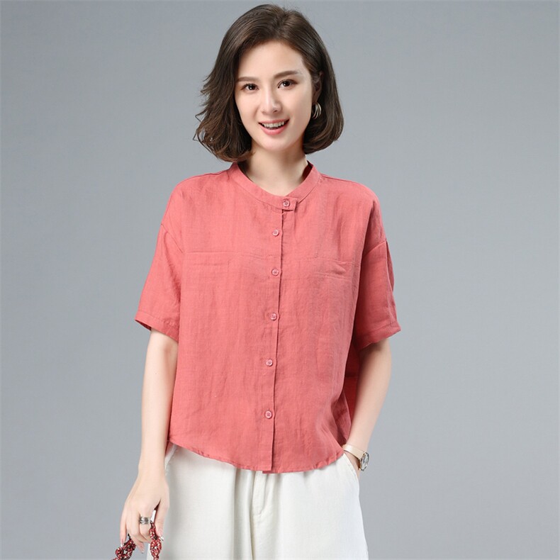 纯棉中年妈妈款短袖加大码190斤女装春夏新款宽松遮肚衬衫上衣潮图片
