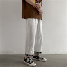 2023夏新款宽松直筒清凉裤脚条纹休闲裤男 k615-特批35图片