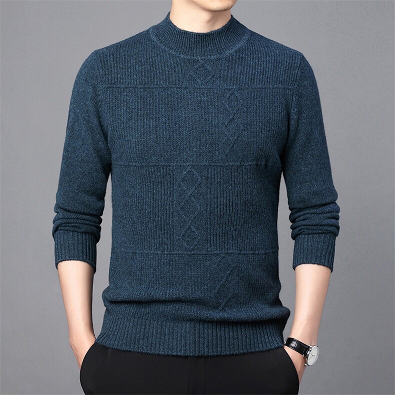 CM71078钱塘2020-2冬季厚款时尚休闲半高领中年男士羊毛衫P152,男装针织衫/毛衣,钱塘207-2