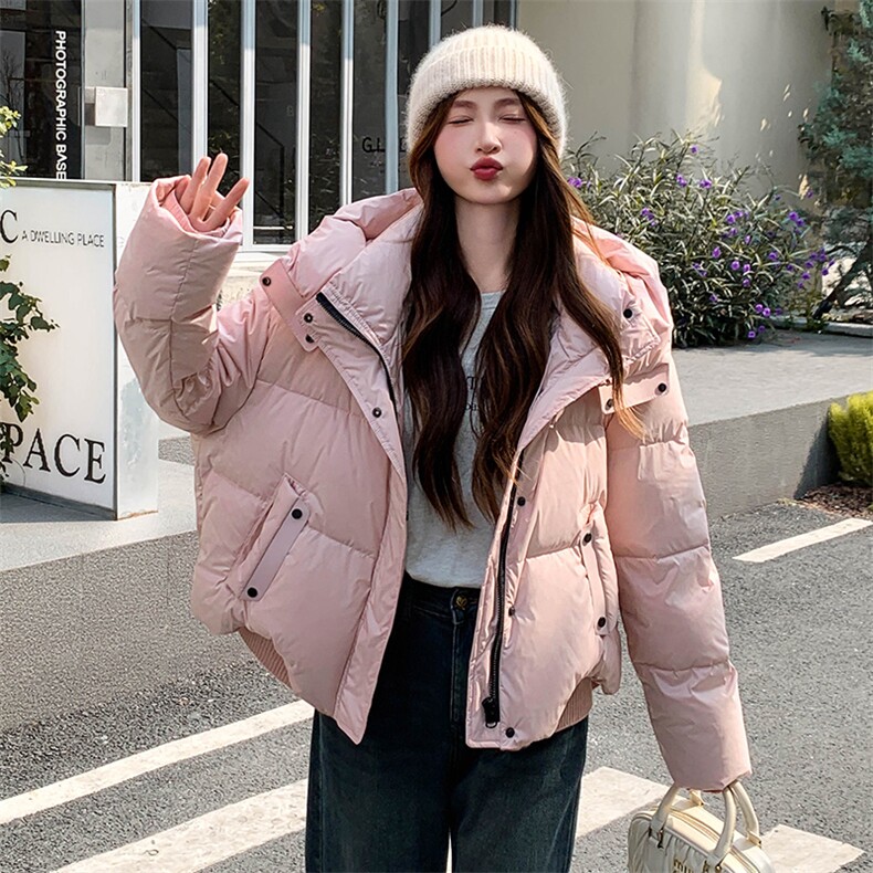 现货2025新款冬装加厚保暖白鸭绒短款连帽羽绒服女,女装羽绒服,苗苗