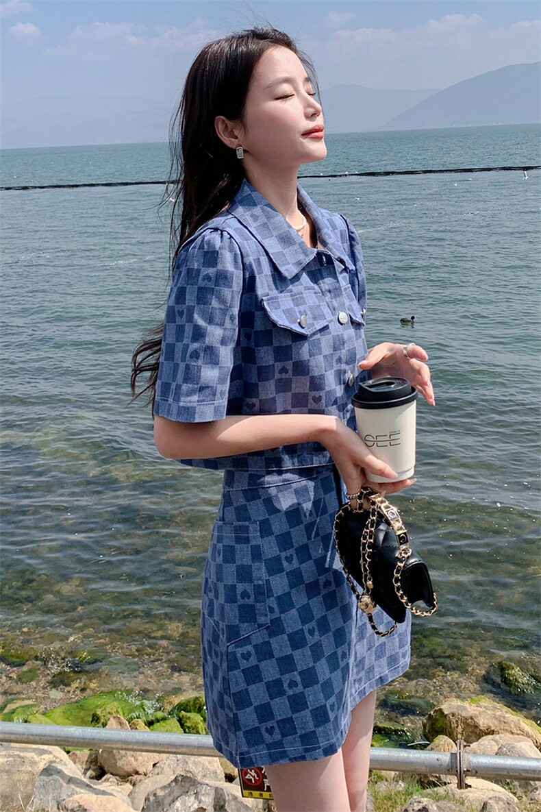 盐系穿搭小香风辣妹牛仔小个子两件套装裙2023夏新款法式名媛高级,女装套装/套裙,浪娴服饰