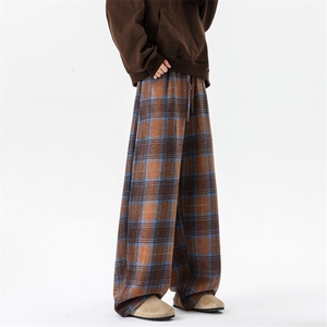 8XL-M美拉德阔腿格子裤宽松休闲长裤大码美式复古直筒裤KZ1932P55图片
