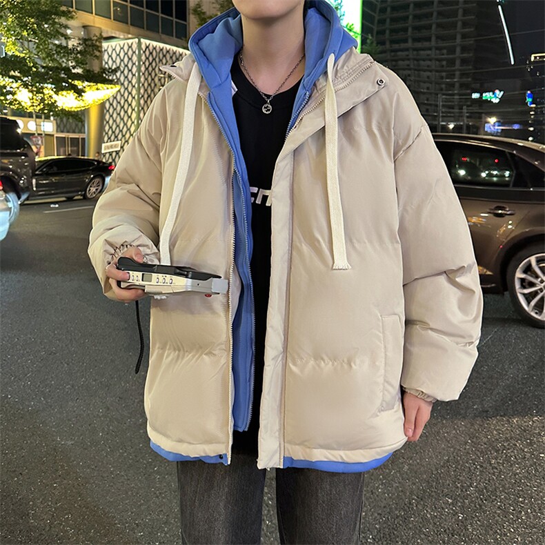 冬季假两件冬季外套韩版连帽加厚棉服运动休闲外套MY5062P-70,男装棉衣,电商A128