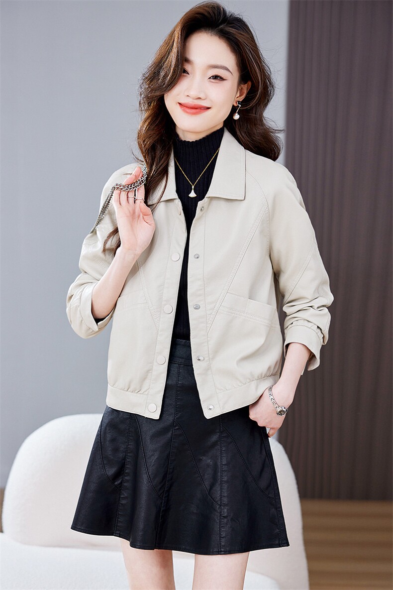 皮衣外套女2026年春季新款水洗皮机车服显瘦pu皮夹克韩版短外套,女装皮衣,江南女神