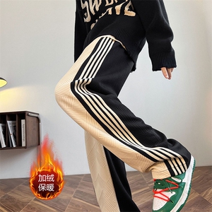 加绒加厚直播品质特殊面料重磅条纹休闲长裤XK66252J-P60图片