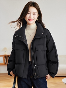 时尚立领短款羽绒服女2025冬新款小个子宽松显瘦保暖90白鸭绒外套图片