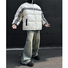 冬装新品美式条纹织带棉服刺绣logo棉衣休闲外套男G1100P118，男装棉衣，电商A339