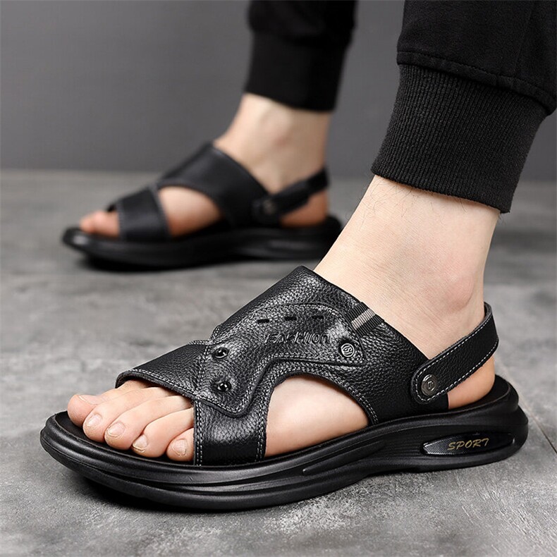 X5003-p135夏季新款沙滩鞋真皮凉拖鞋男士凉鞋，男鞋凉鞋，星座1407-3