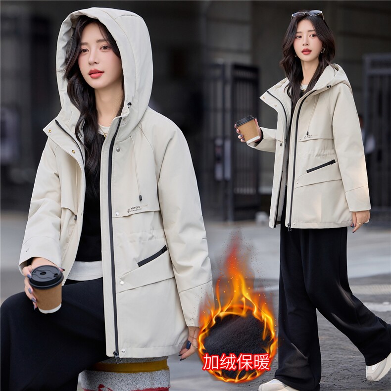 现货2025年冬季新款夹棉保暖棉衣中长款派克服,女装棉衣/棉服,悦祺