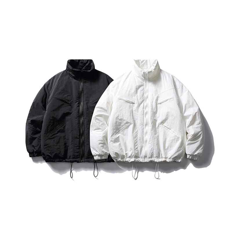 南夏乔装2025冬季新款日系纯色不规则口袋立领棉衣情侣休闲棉服男,男装棉衣,电商S006（B521）
