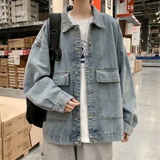 新款牛仔外套男士春秋宽松百搭夹克韩版潮流ins帅气上衣J92-p55