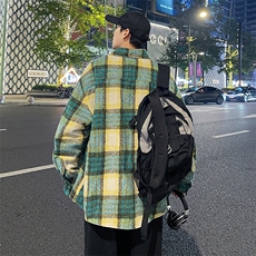 港风夜景男士大码休闲格子毛呢衬衫加厚男士外dsa012jk100p100，男装衬衫，星座415A（原A012）