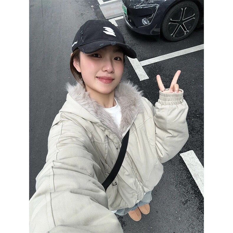 现货高品质美式高街冬季重磅硬挺短款座山雕毛领棉衣男女加厚外套,男装棉衣,电商A486-1