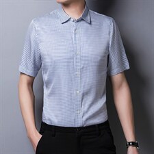 短袖衬衫夏季新款商务休闲免烫宽松衬衣打底衫上衣男装，男装衬衫，电商B212（原钱塘6029）
