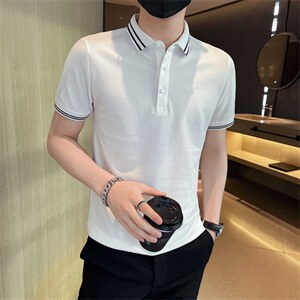 主推品质大码简约撞色领大码短袖翻领Polo衫潮牌上衣T063-38图片