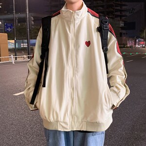 拼接条纹排扣宽松丝绒夹克外套男J112P60图片