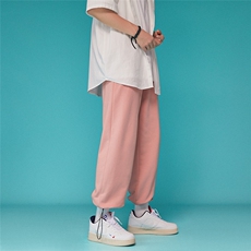 春装衔接新款潮流行纯色裤口抽绳卫裤运动休闲裤A500P25控48，男装休闲裤，A247A