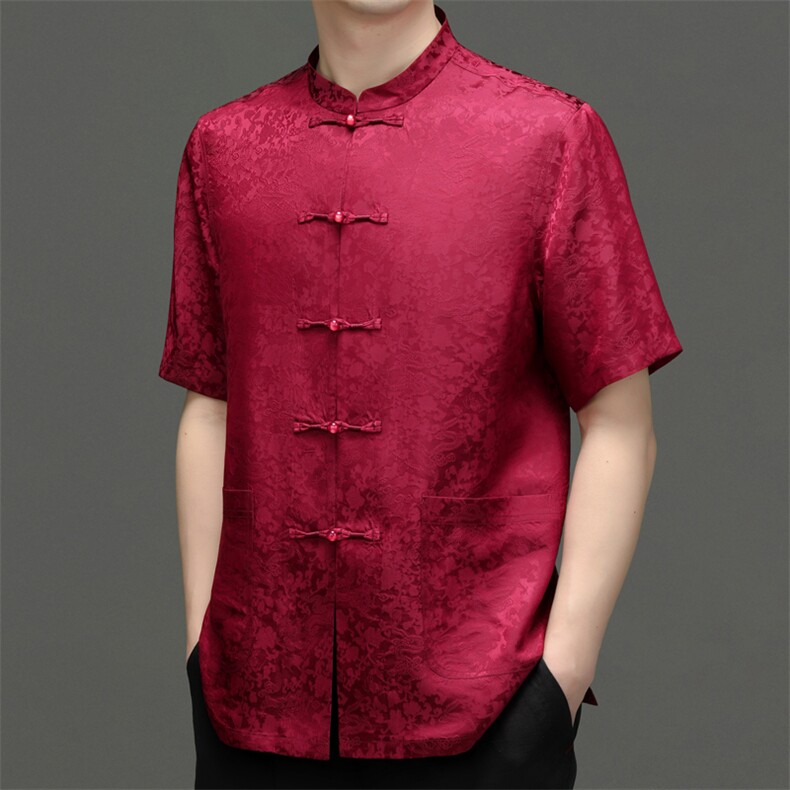 风男士复古休闲短袖t恤佛系唐装衣服2023夏季新款，男装民族服装，电商B212（原钱塘6029）