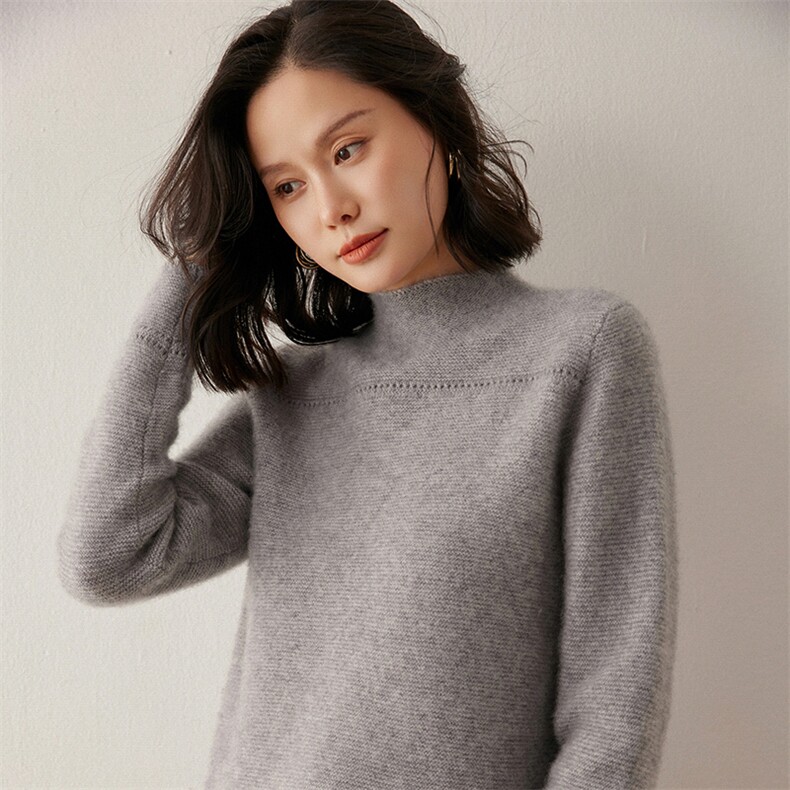 2025年秋季新款七针自由横条纹针织羊绒衫时尚休闲通勤百搭,女装羊绒衫,米琪莲羊绒