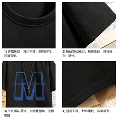 TK28260-P25春夏季七分袖t恤男大码五分袖男短袖中袖砖墙挂拍，男装T恤，电商A040A