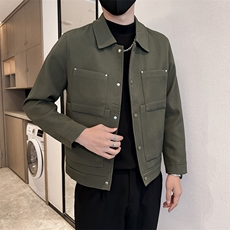轻熟风~男士秋冬压皱条纹2025秋季长袖夹克店主风JK0805-P115，男装夹克，电商A236