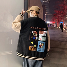 BQMF26-P90港风拼接棒球服男士棉服男棉袄男潮牌棒球服棉袄男潮牌，男装棉衣，电商B367