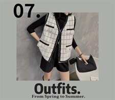 现货水貂毛格子马甲，女装马甲，CHERRY·印