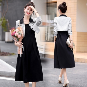 夏女装官方官网小香风连衣裙女2023春秋新款小个子感法式西装，女装套装/套裙，丽美静依