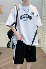 重磅新款夏季短袖T恤套装青少年纯棉宽松潮流男装DF321P68控98，男装休闲套装，电商A086