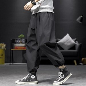 2021春季大码男日系沙发墙宽松潮流抽绳束脚九分休闲裤K2021-P35图片