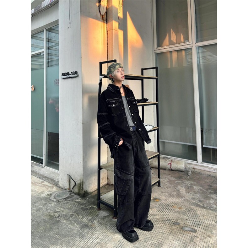 【有货】cleanfit毛边牛仔外套男款美式高街工装夹克CT01LL-P65,男装夹克,星座1007（原301D）