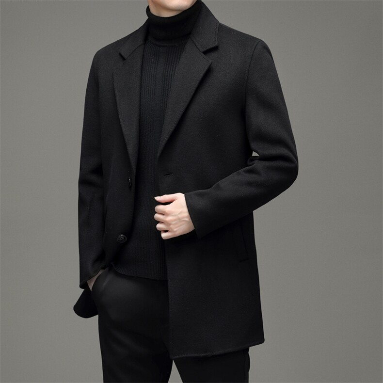 2023秋冬新款羊毛呢子大衣西服领纯色休闲士时尚外套DD21701-P460,男装毛呢大衣,电商B212（原钱塘6029）