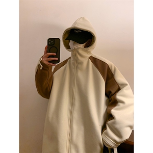 撞色棉衣毛呢外套加厚夹克棉袄港风棉服日系1016-1 W88 P128 K158图片